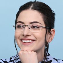 Load image into Gallery viewer, Black Rectangle Rimless Unisex Eyeglasses by Lenskart Air Online-128636