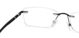 Black Rectangle Rimless Unisex Eyeglasses by Lenskart Air Online-128636