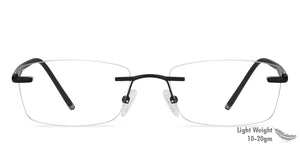 Black Rectangle Rimless Unisex Eyeglasses by Lenskart Air Online-128636