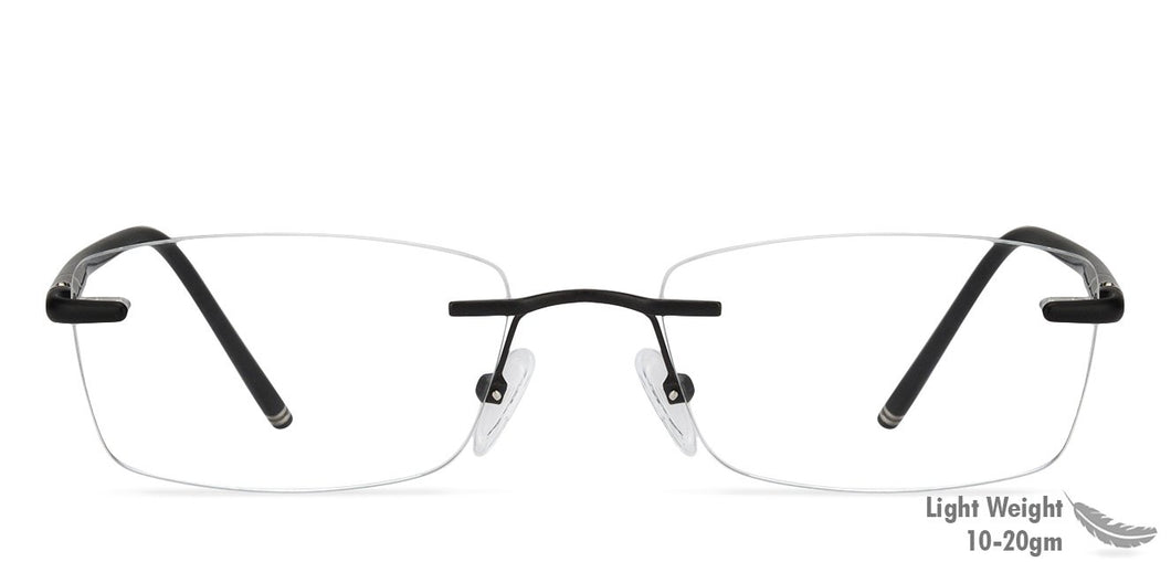 Black Rectangle Rimless Unisex Eyeglasses by Lenskart Air Online-128636
