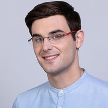 Load image into Gallery viewer, Gunmetal Rectangle Rimless Unisex Eyeglasses by Lenskart Air Online-128641