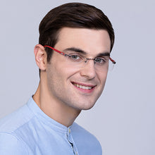 Load image into Gallery viewer, Gunmetal Rectangle Rimless Unisex Eyeglasses by Lenskart Air Online-128641