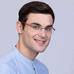 Gunmetal Rectangle Rimless Unisex Eyeglasses by Lenskart Air Online-128641