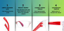 Load image into Gallery viewer, Red Rectangle Rimless Unisex Eyeglasses by LENSKART BLU READERS-128929