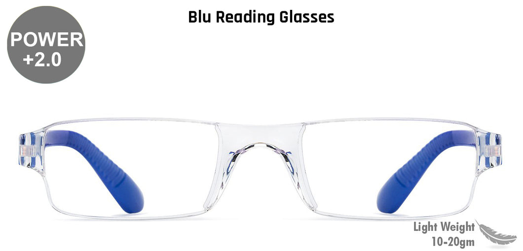 Blue Rectangle Rimless Unisex Eyeglasses by LENSKART BLU READERS-128943