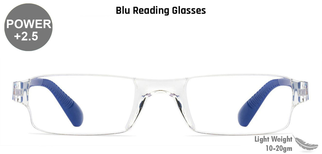 Blue Rectangle Rimless Unisex Eyeglasses by LENSKART BLU READERS-128944