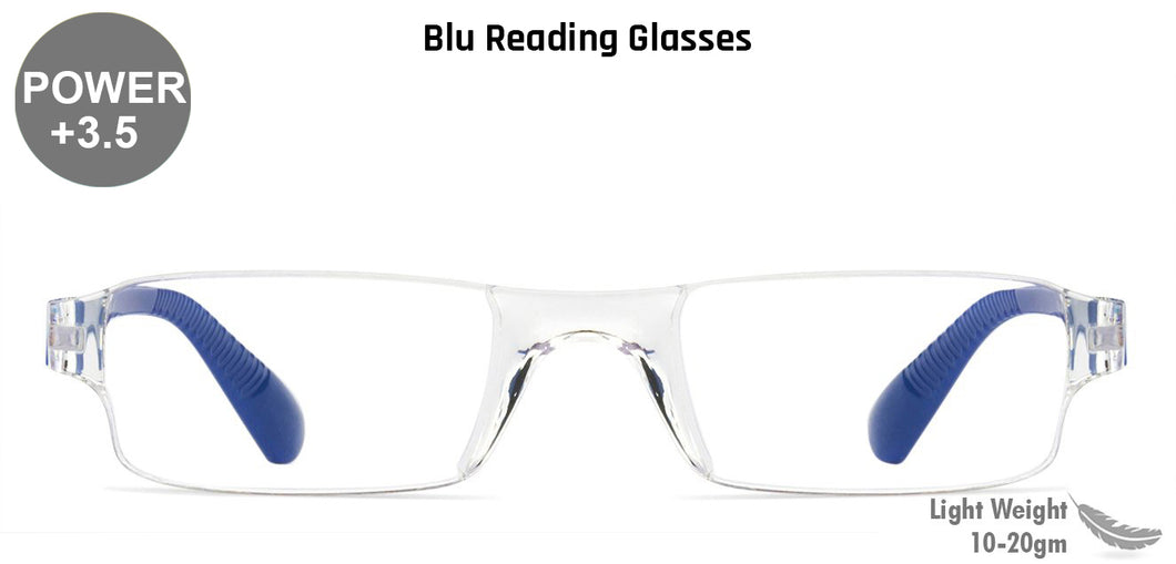 Blue Rectangle Rimless Unisex Eyeglasses by LENSKART BLU READERS-128946