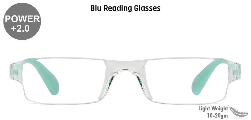 Blue Rectangle Rimless Unisex Eyeglasses by LENSKART BLU READERS-128957