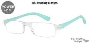 Blue Rectangle Rimless Unisex Eyeglasses by LENSKART BLU READERS-128957