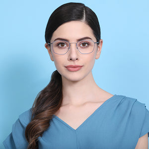 Blue Geometric Full Rim Unisex Eyeglasses by Vincent Chase Online-128994