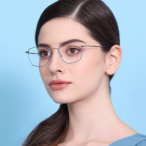 Blue Geometric Full Rim Unisex Eyeglasses by Vincent Chase Online-128994