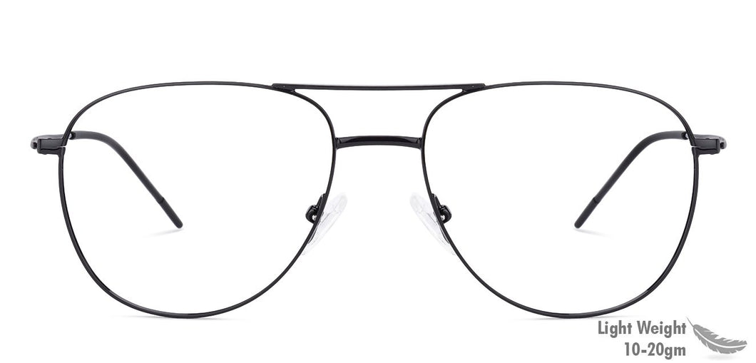 Black Aviator Full Rim Unisex Eyeglasses by Vincent Chase VC-132007