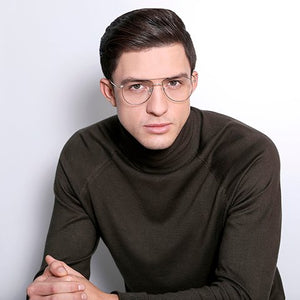 Gold Aviator Full Rim Unisex Eyeglasses by Vincent Chase VC-128996