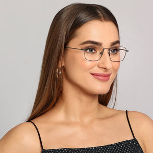 Gunmetal Rectangle Full Rim Unisex Eyeglasses by Vincent Chase Online-129004