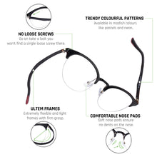 Load image into Gallery viewer, Black Round Half Rim Unisex Eyeglasses by Lenskart Air Online-129080