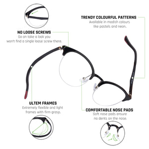 Black Round Half Rim Unisex Eyeglasses by Lenskart Air Online-129080