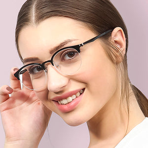 Black Round Half Rim Unisex Eyeglasses by Lenskart Air Online-129080