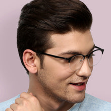 Load image into Gallery viewer, Black Round Half Rim Unisex Eyeglasses by Lenskart Air Online-129080