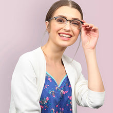 Load image into Gallery viewer, Black Round Half Rim Unisex Eyeglasses by Lenskart Air Online-129080