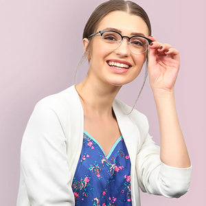 Black Round Half Rim Unisex Eyeglasses by Lenskart Air Online-129080