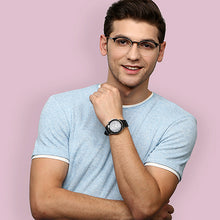 Load image into Gallery viewer, Black Round Half Rim Unisex Eyeglasses by Lenskart Air Online-129080