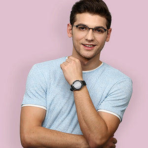 Black Round Half Rim Unisex Eyeglasses by Lenskart Air Online-129080