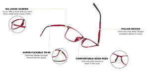Red Rectangle Full Rim Unisex Eyeglasses by Lenskart Air Online-129083