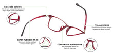 Load image into Gallery viewer, Red Rectangle Full Rim Unisex Eyeglasses by Lenskart Air Online-129087