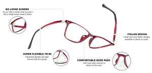 Red Rectangle Full Rim Unisex Eyeglasses by Lenskart Air Online-129087