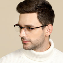 Load image into Gallery viewer, Brown Rectangle Half Rim Unisex Eyeglasses by Lenskart Air Online-129089