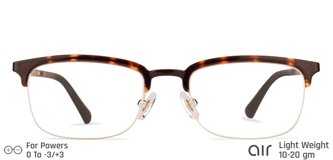 Brown Rectangle Half Rim Unisex Eyeglasses by Lenskart Air Online-129089