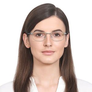 Silver Rectangle Full Rim Unisex Eyeglasses by Vincent Chase VC-129757