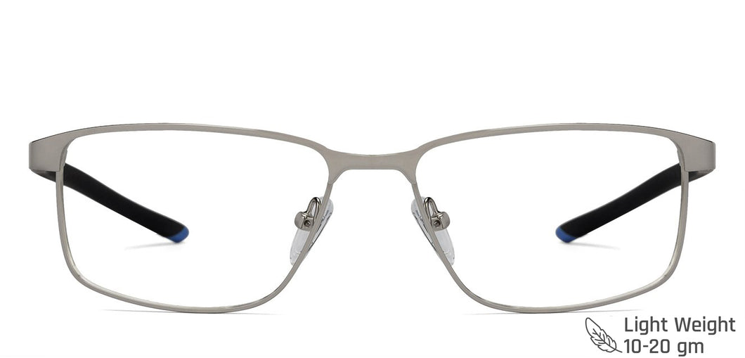 Silver Rectangle Full Rim Unisex Eyeglasses by Vincent Chase VC-129757