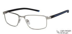 Silver Rectangle Full Rim Unisex Eyeglasses by Vincent Chase VC-129757