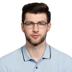 Silver Rectangle Full Rim Unisex Eyeglasses by Vincent Chase VC-129757