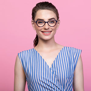 Blue Geometric Full Rim Women Eyeglasses by Vincent Chase VC-129988