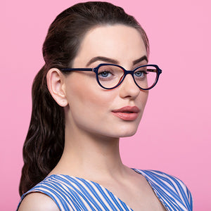 Blue Geometric Full Rim Women Eyeglasses by Vincent Chase VC-129988