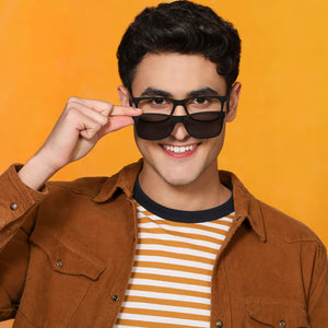 Black Rectangle Full Rim Unisex Eyeglasses by Lenskart Air Online-129829