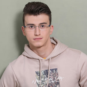 Silver Rectangle Rimless Unisex Eyeglasses by Lenskart Air Online-129869