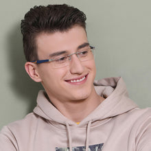 Load image into Gallery viewer, Silver Rectangle Rimless Unisex Eyeglasses by Lenskart Air Online-129869