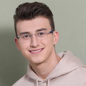 Silver Rectangle Rimless Unisex Eyeglasses by Lenskart Air Online-129869