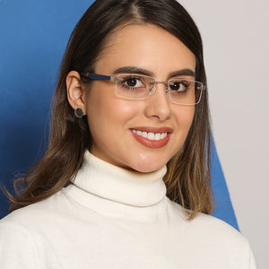 Silver Rectangle Rimless Unisex Eyeglasses by Lenskart Air Online-129869
