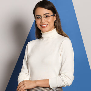 Silver Rectangle Rimless Unisex Eyeglasses by Lenskart Air Online-129869