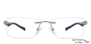 Silver Rectangle Rimless Unisex Eyeglasses by Lenskart Air Online-129869