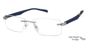 Silver Rectangle Rimless Unisex Eyeglasses by Lenskart Air Online-129869