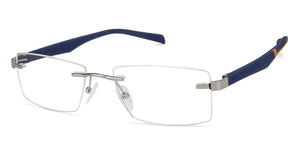 Silver Rectangle Rimless Unisex Eyeglasses by Lenskart Air Online-129869
