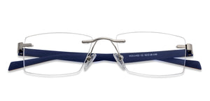 Silver Rectangle Rimless Unisex Eyeglasses by Lenskart Air Online-129869