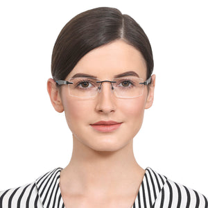 Grey Rectangle Rimless Unisex Eyeglasses by Lenskart Air Online-129871