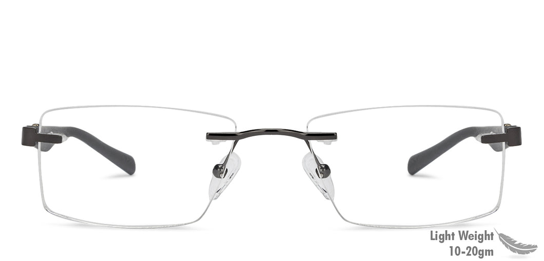 Grey Rectangle Rimless Unisex Eyeglasses by Lenskart Air Online-129871