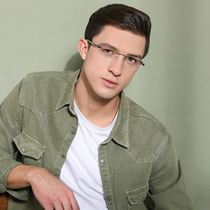 Black Rectangle Rimless Unisex Eyeglasses by Lenskart Air Online-129884